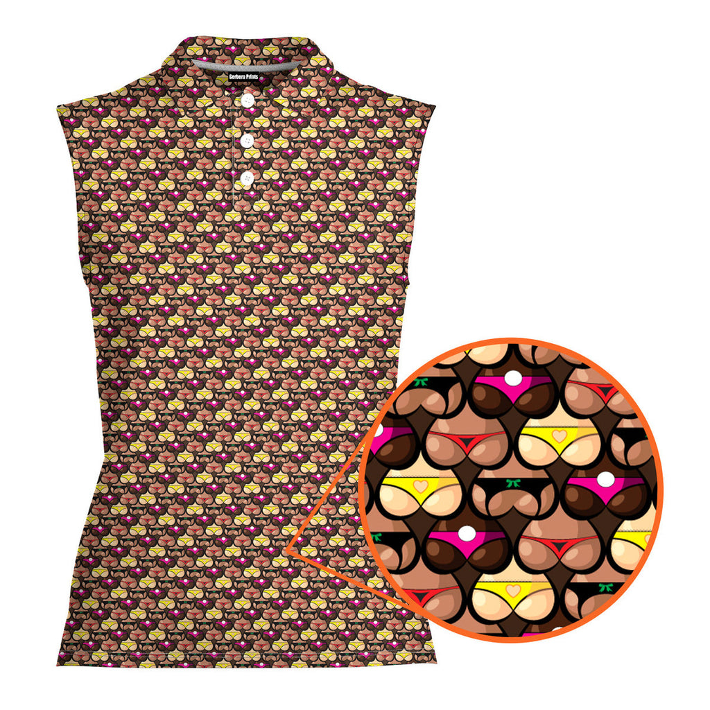 Heart Like Cute Booty-Women Sleeveless Polo Shirt-Gerbera Prints