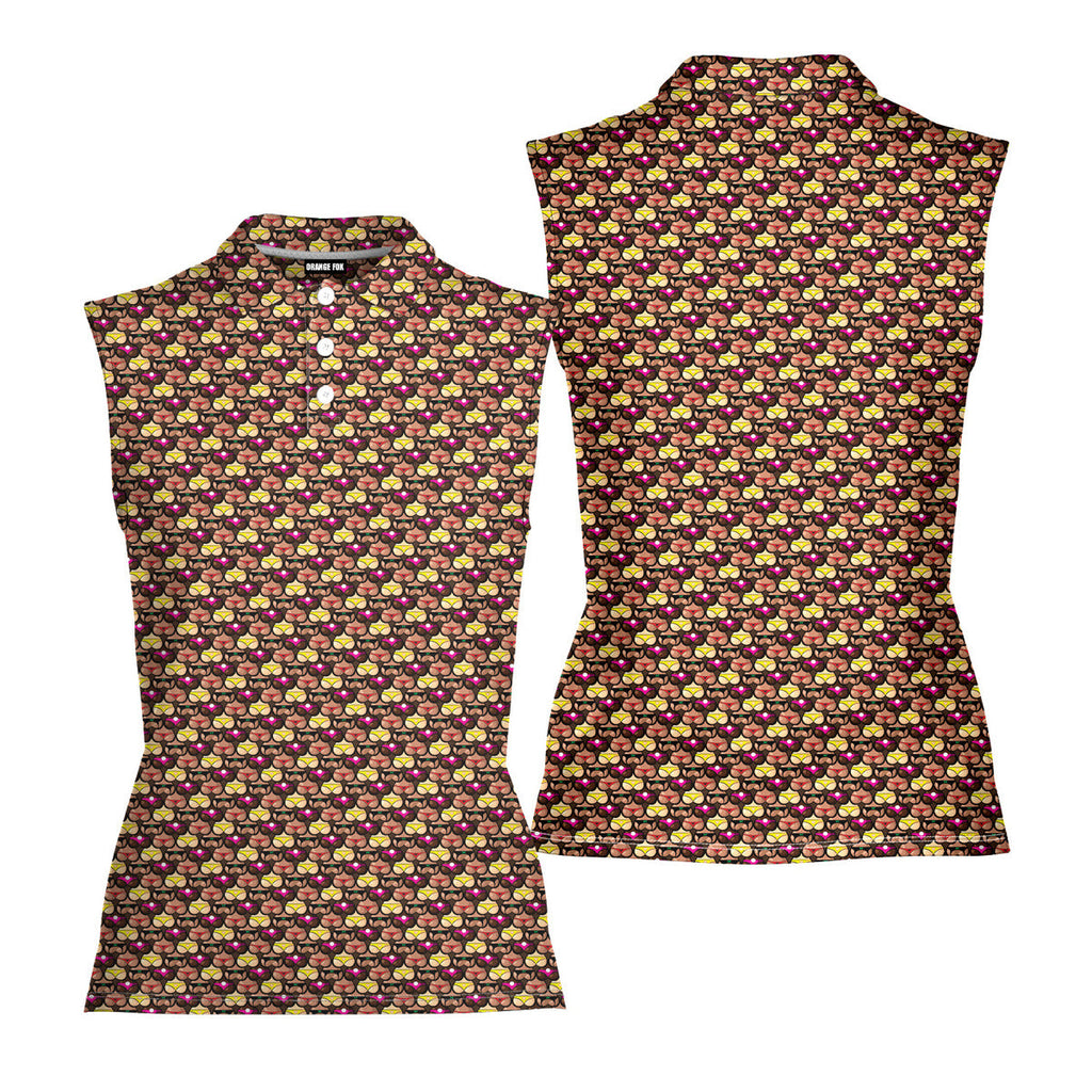 Heart Like Cute Booty-Women Sleeveless Polo Shirt-Gerbera Prints