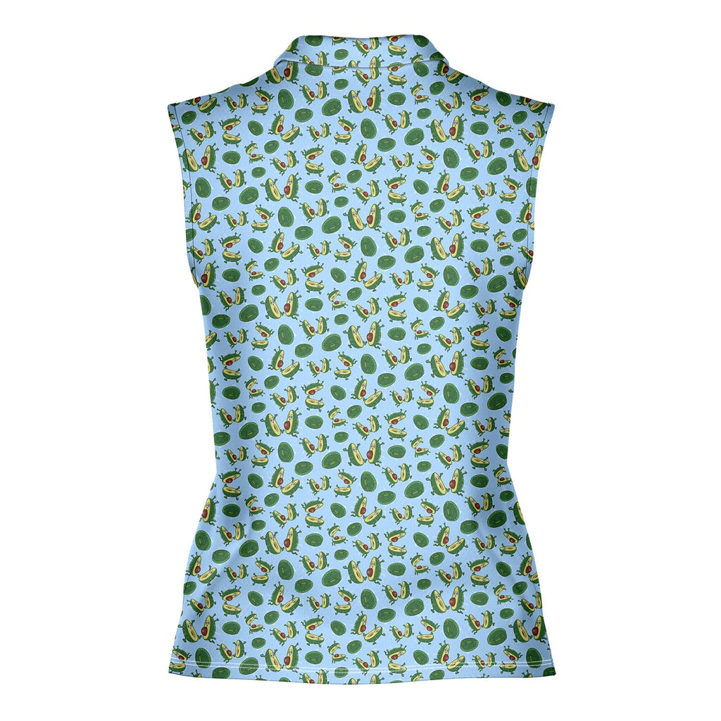 The Avocado Jump-Women Sleeveless Polo Shirt-Gerbera Prints