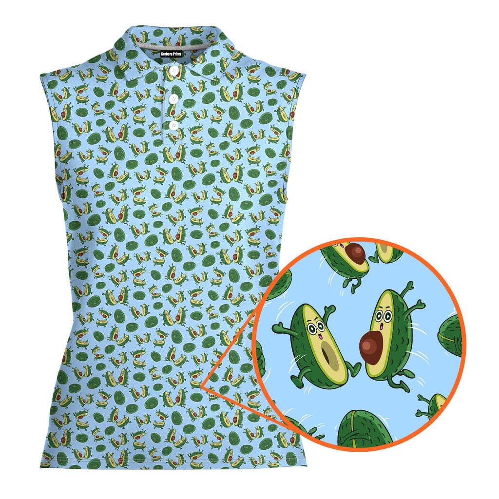 The Avocado Jump-Women Sleeveless Polo Shirt-Gerbera Prints