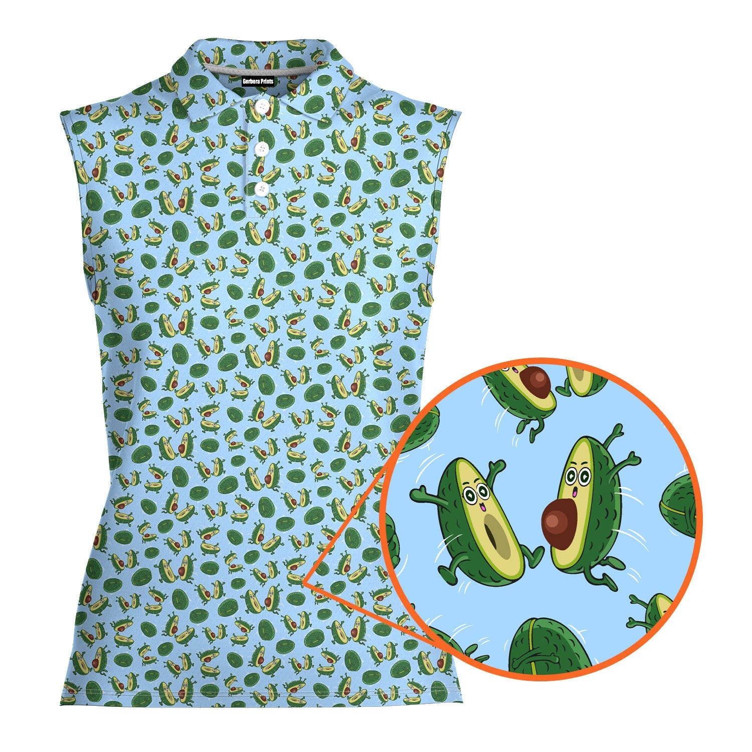 The Avocado Jump-Women Sleeveless Polo Shirt-Gerbera Prints