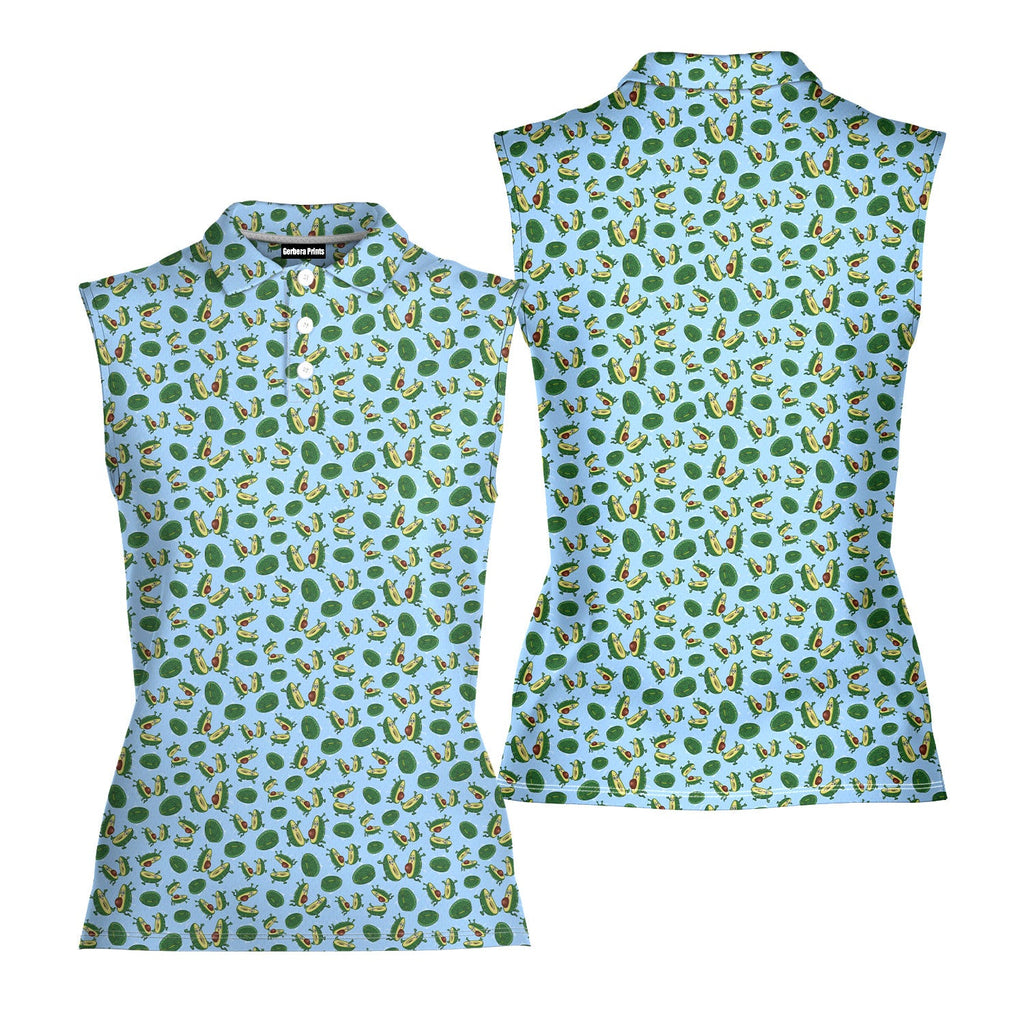 The Avocado Jump-Women Sleeveless Polo Shirt-Gerbera Prints