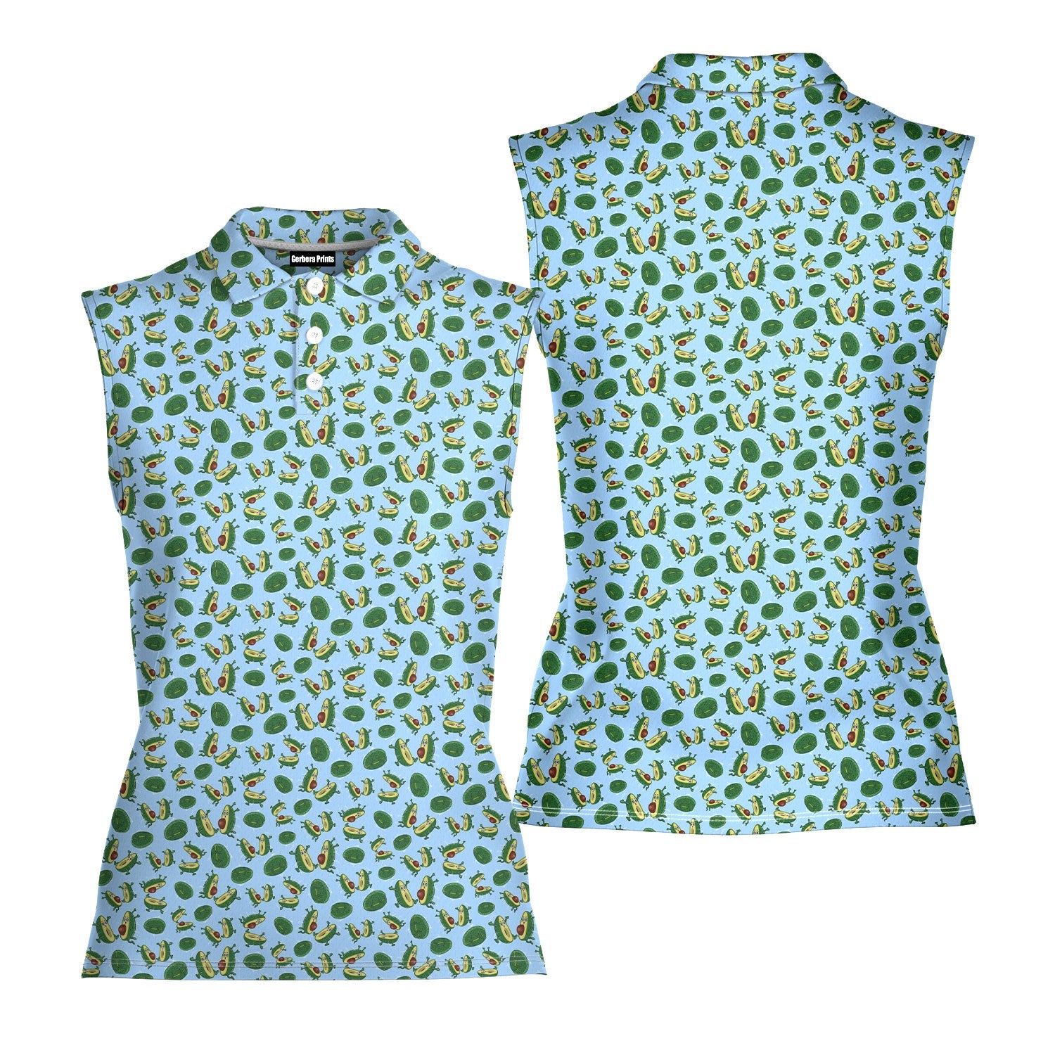 The Avocado Jump-Women Sleeveless Polo Shirt-Gerbera Prints