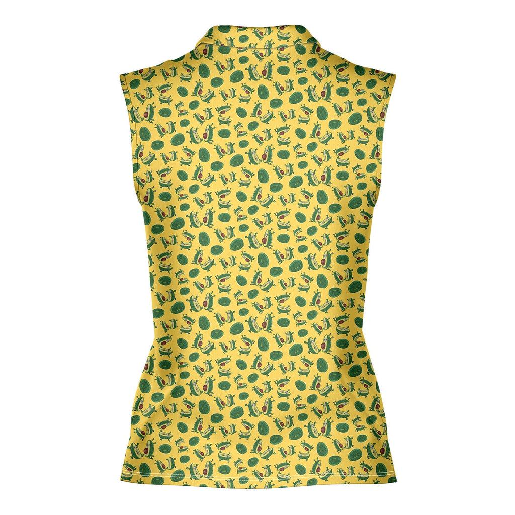 The Avocado Jump-Women Sleeveless Polo Shirt-Gerbera Prints