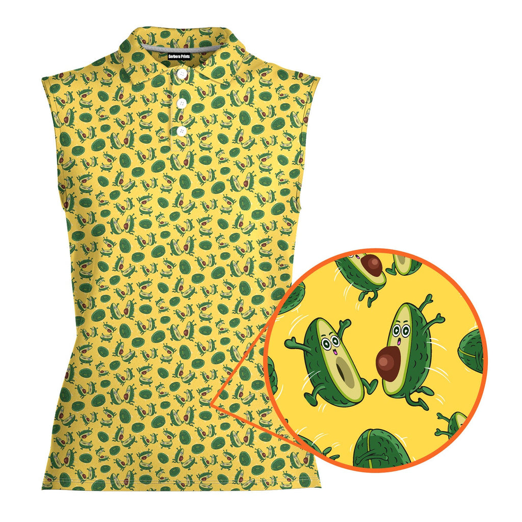 The Avocado Jump-Women Sleeveless Polo Shirt-Gerbera Prints
