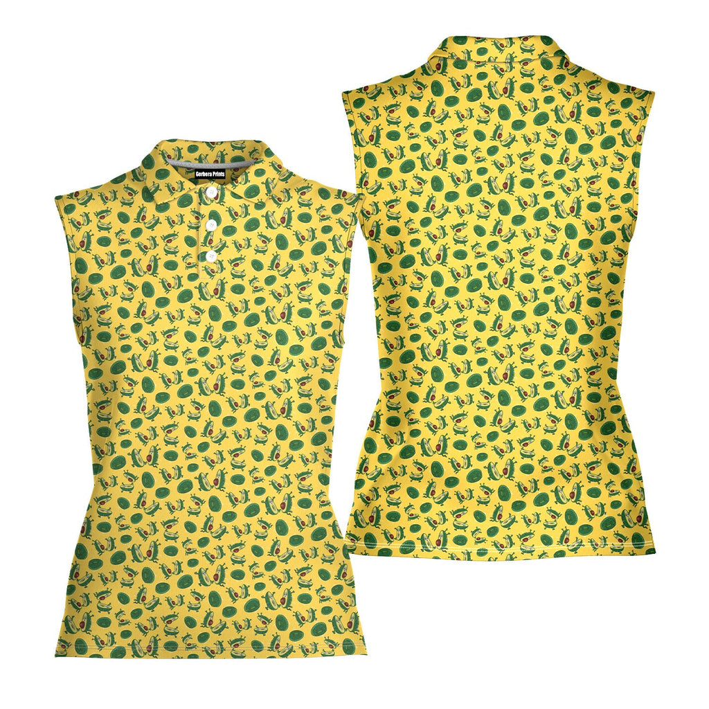 The Avocado Jump-Women Sleeveless Polo Shirt-Gerbera Prints