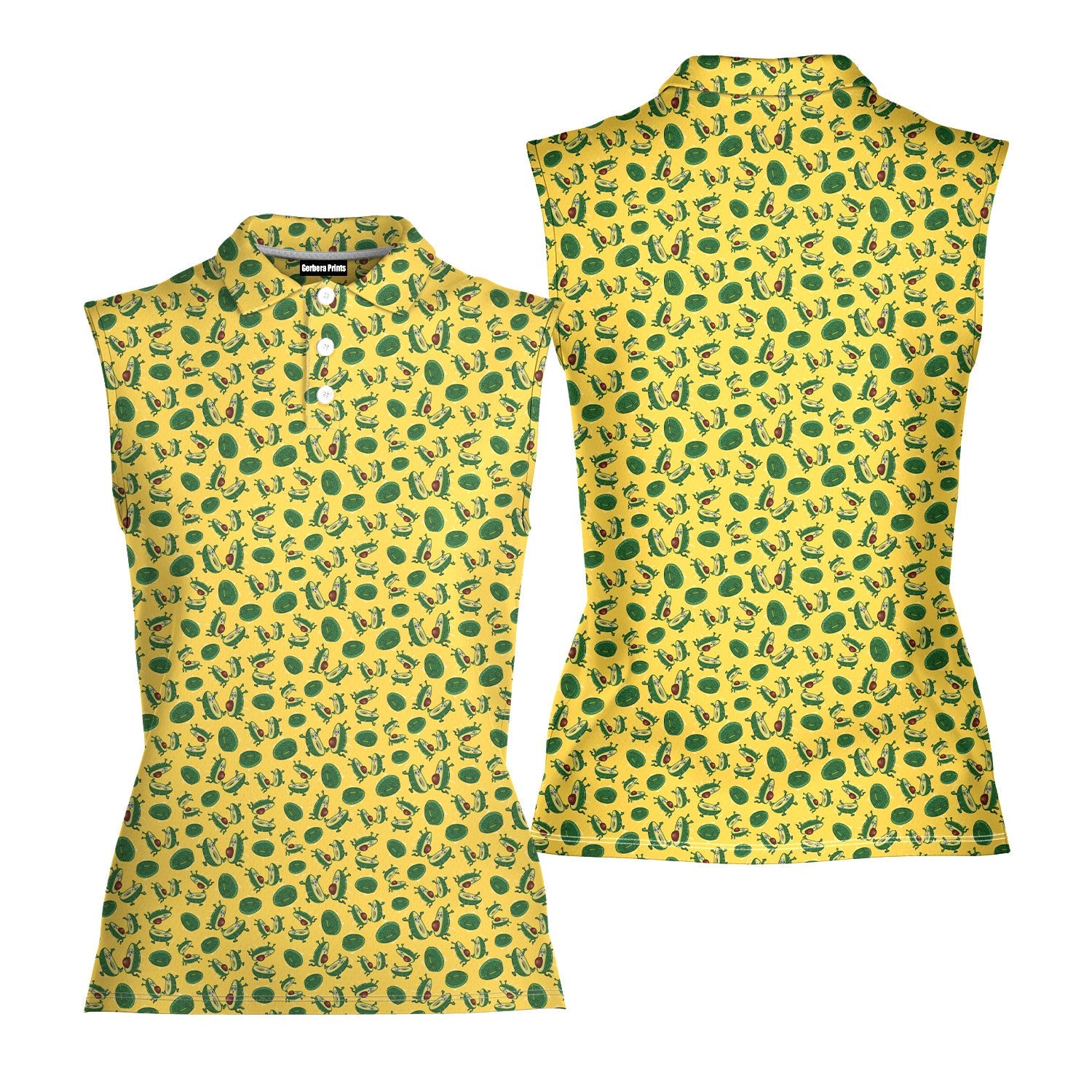 The Avocado Jump-Women Sleeveless Polo Shirt-Gerbera Prints