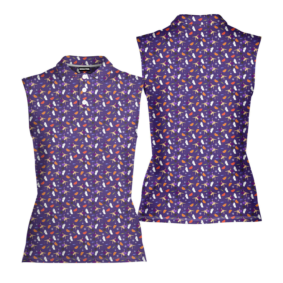 Seductive Witch-Women Sleeveless Polo Shirt-Gerbera Prints