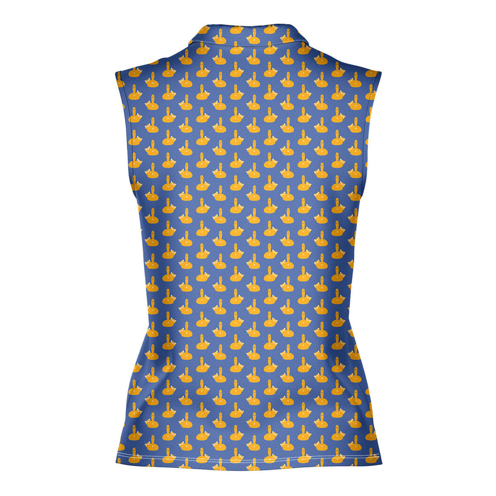 Puss Birdie Tail-Women Sleeveless Polo Shirt-Gerbera Prints