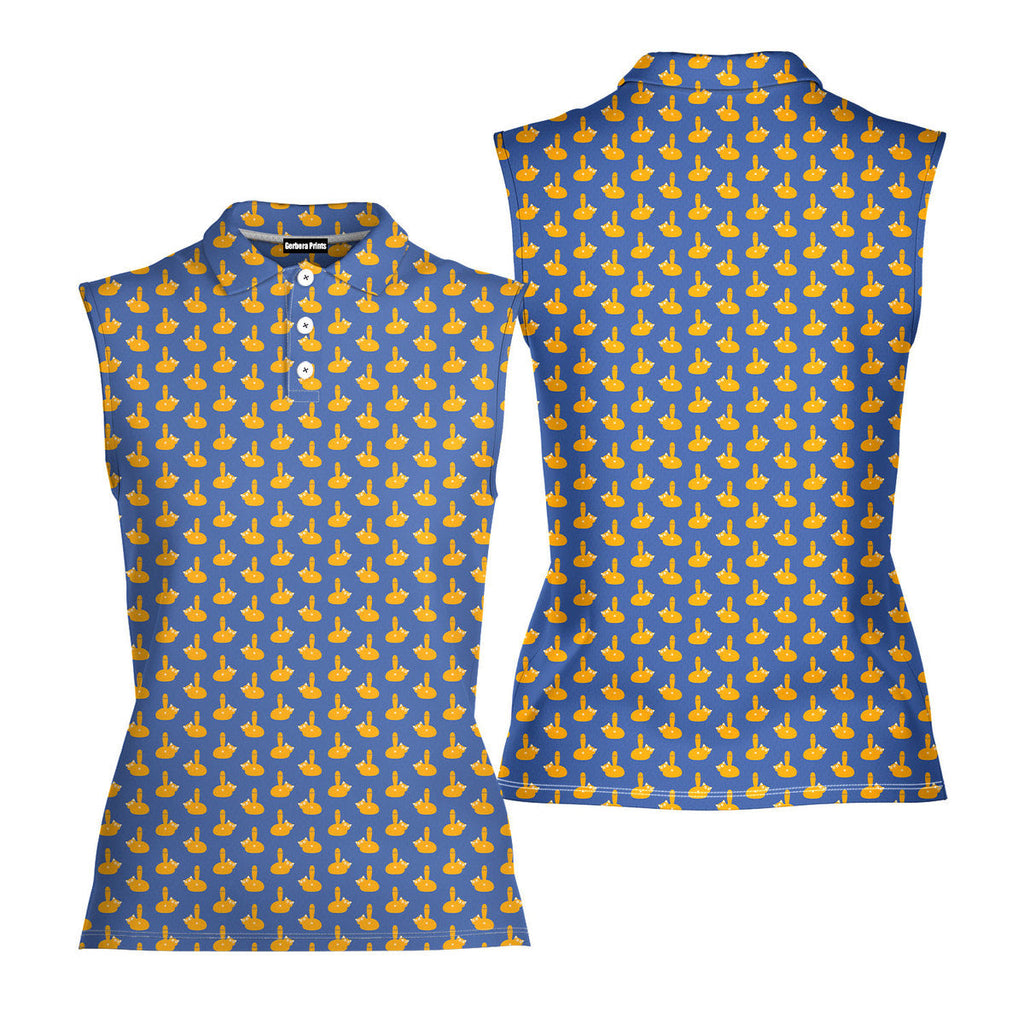 Puss Birdie Tail-Women Sleeveless Polo Shirt-Gerbera Prints