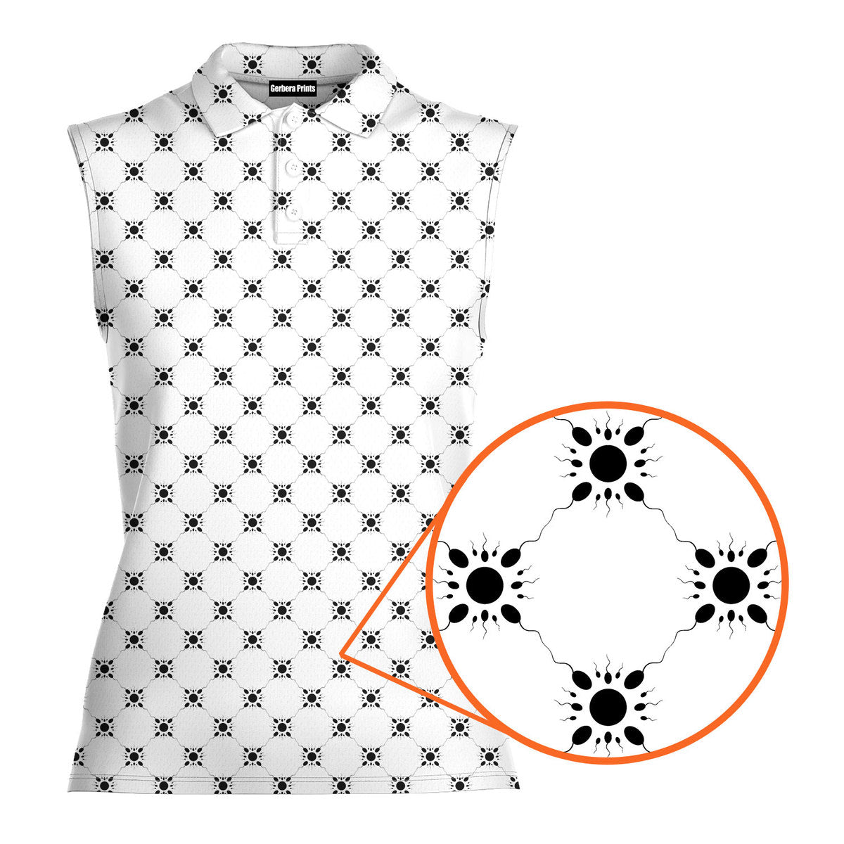 Fertilization-Women Sleeveless Polo Shirt-Gerbera Prints