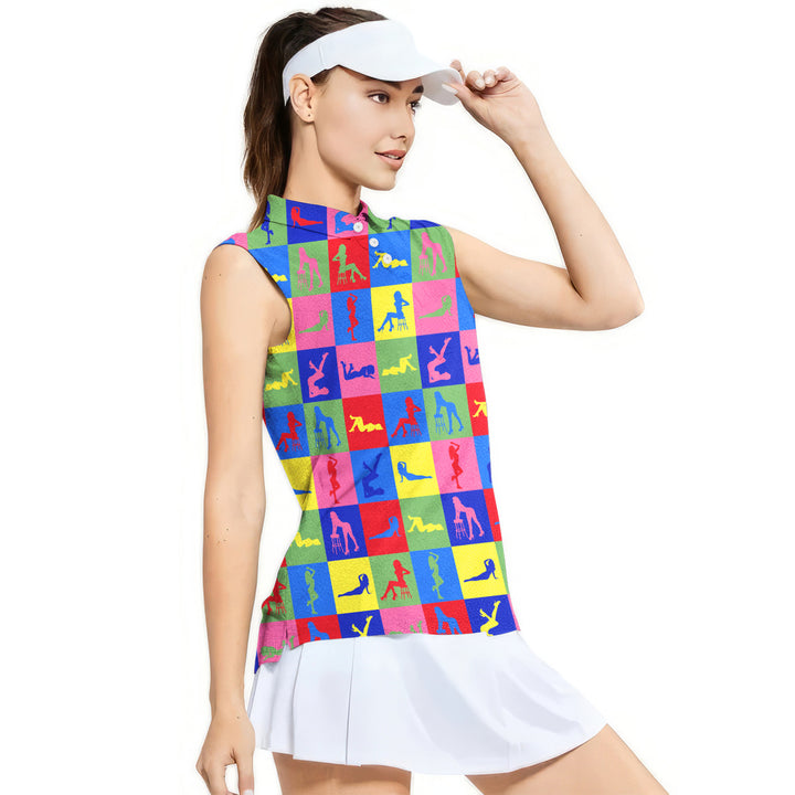 Peep Show - Ladies Sleeveless Golf Polo Shirt 