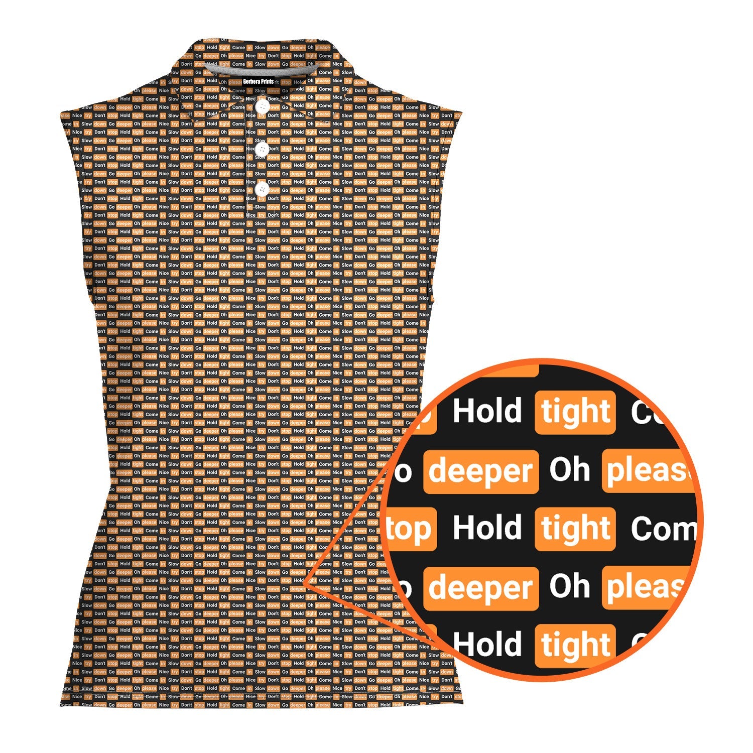 Po*n hub-Women Sleeveless Polo Shirt-Gerbera Prints