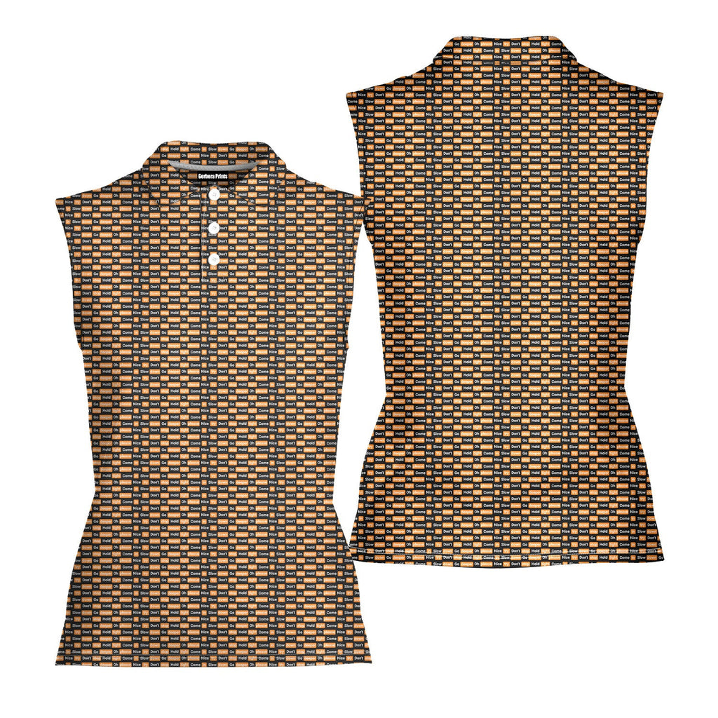 Po*n hub-Women Sleeveless Polo Shirt-Gerbera Prints