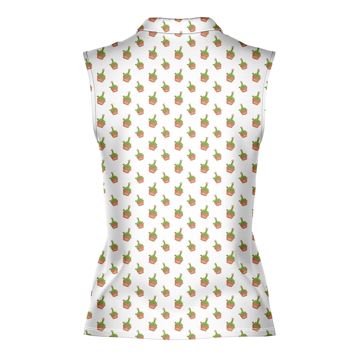 Cactus Merry Christmas - Ladies Sleeveless Golf Polo Shirt
