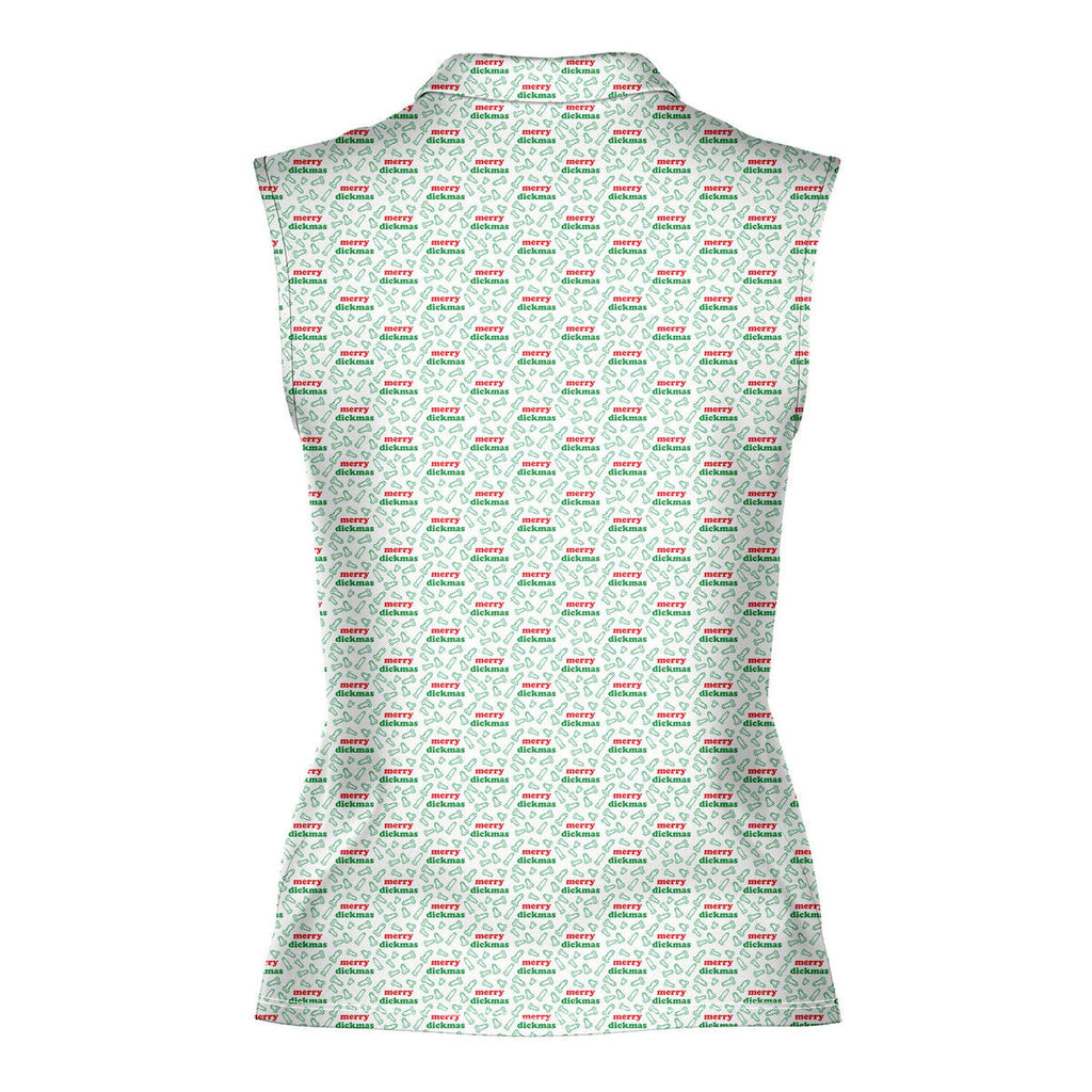 Merry Dickmas-Women Sleeveless Polo Shirt-Gerbera Prints