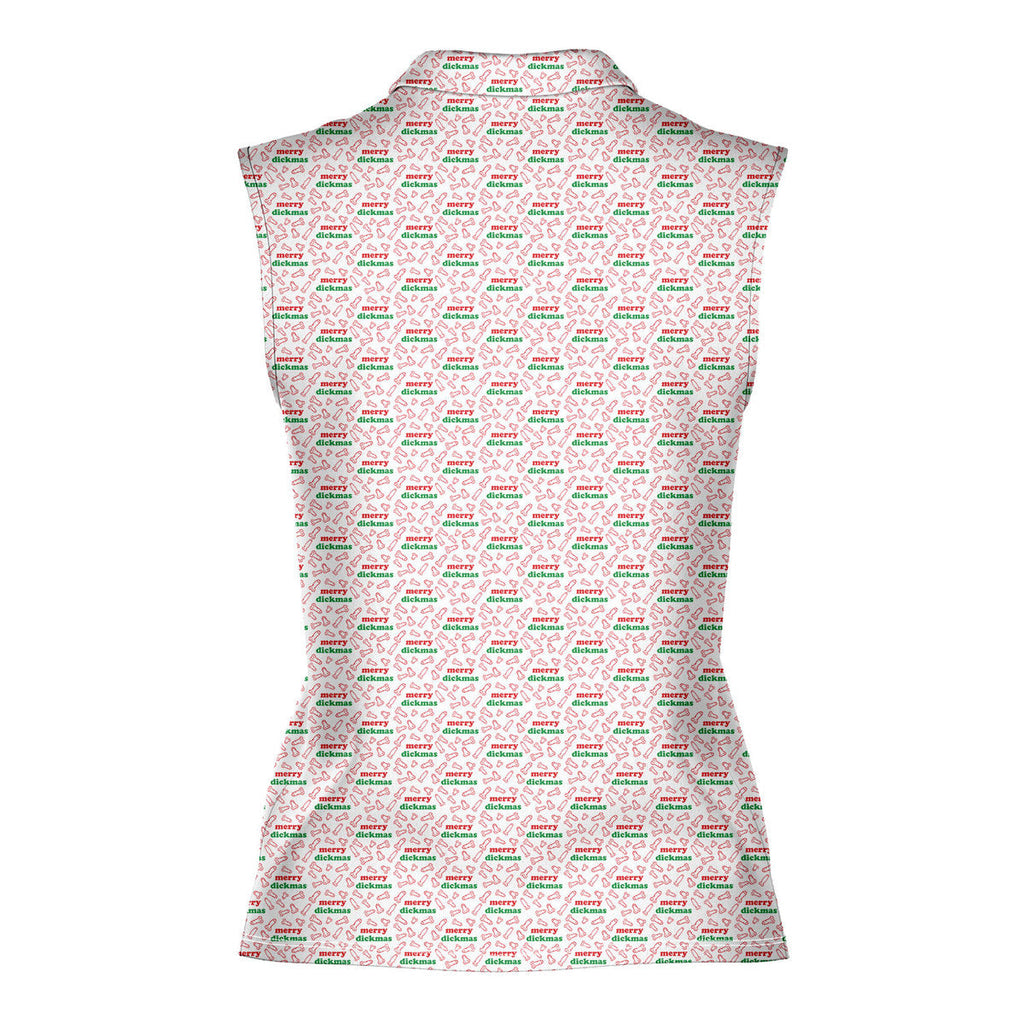 Merry Dickmas-Women Sleeveless Polo Shirt-Gerbera Prints