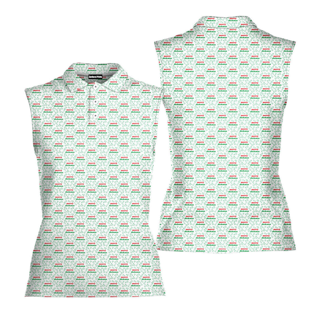 Merry Dickmas-Women Sleeveless Polo Shirt-Gerbera Prints