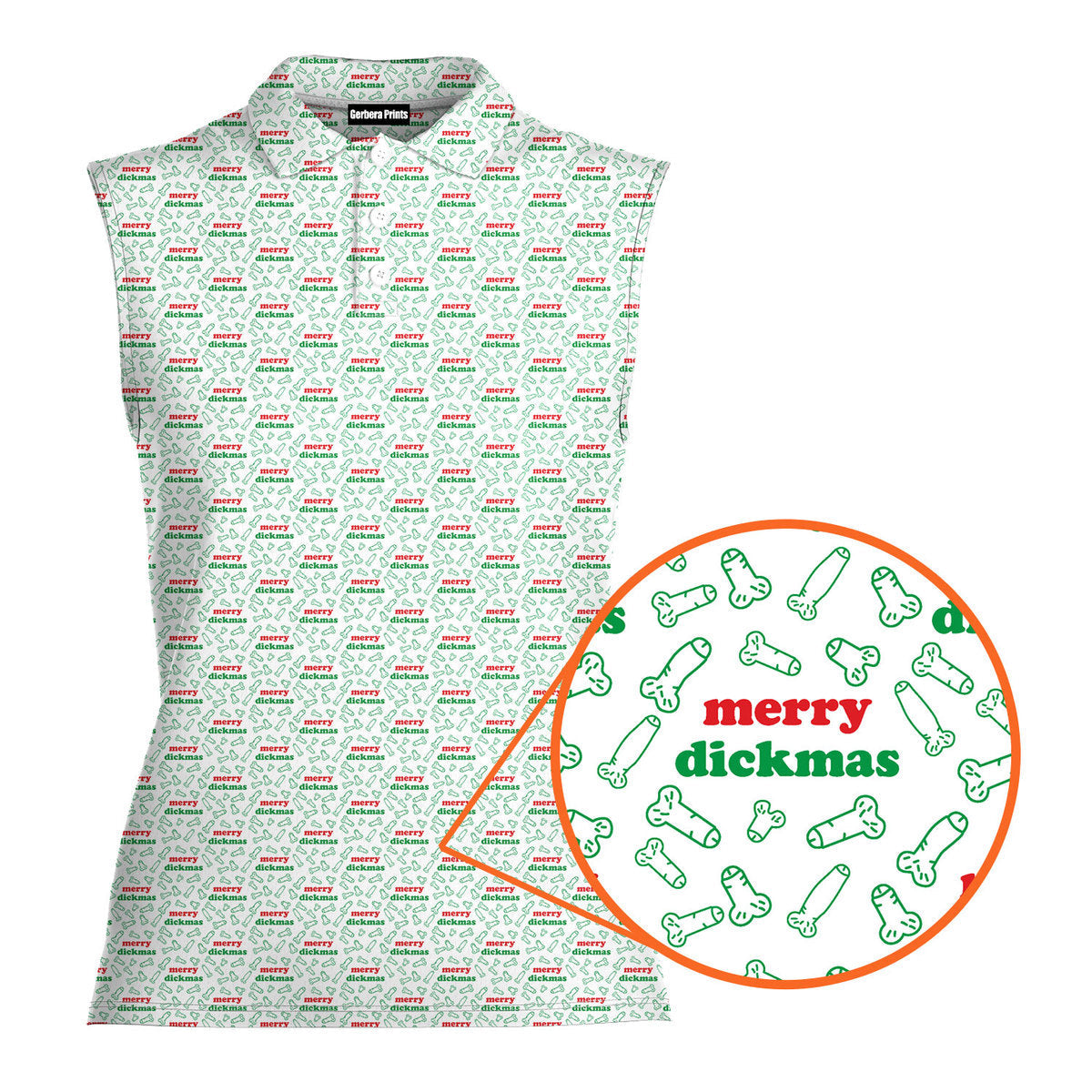 Merry Dickmas-Women Sleeveless Polo Shirt-Gerbera Prints