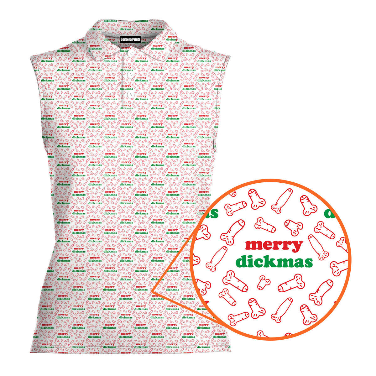 Merry Dickmas-Women Sleeveless Polo Shirt-Gerbera Prints