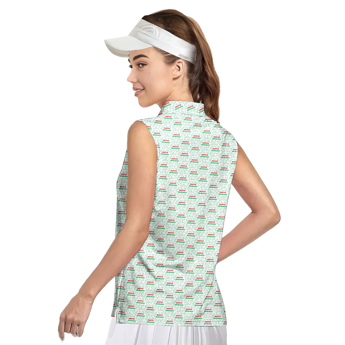 Merry Dickmas-Women Sleeveless Polo Shirt-Gerbera Prints