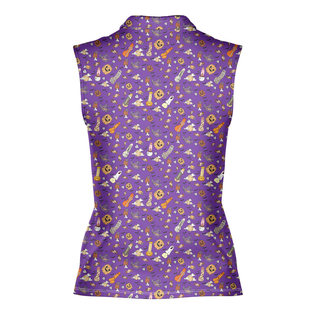 Trick or Meat Halloween Surprise-Women Sleeveless Polo Shirt-Gerbera Prints
