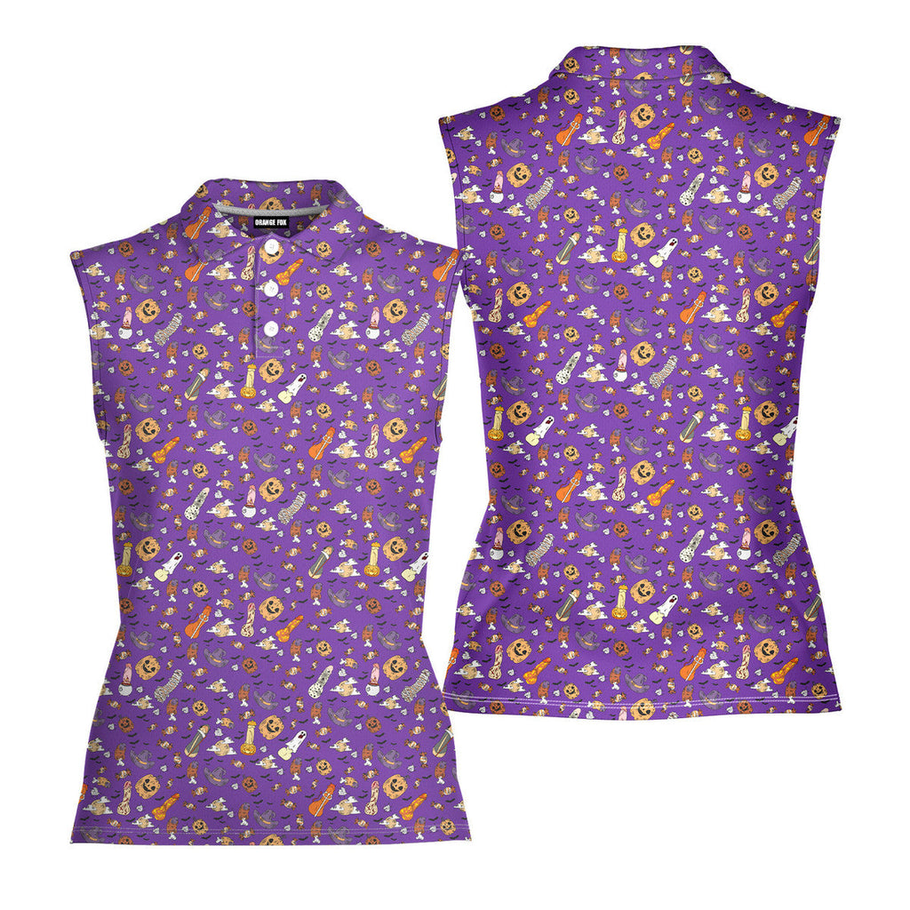 Trick or Meat Halloween Surprise-Women Sleeveless Polo Shirt-Gerbera Prints