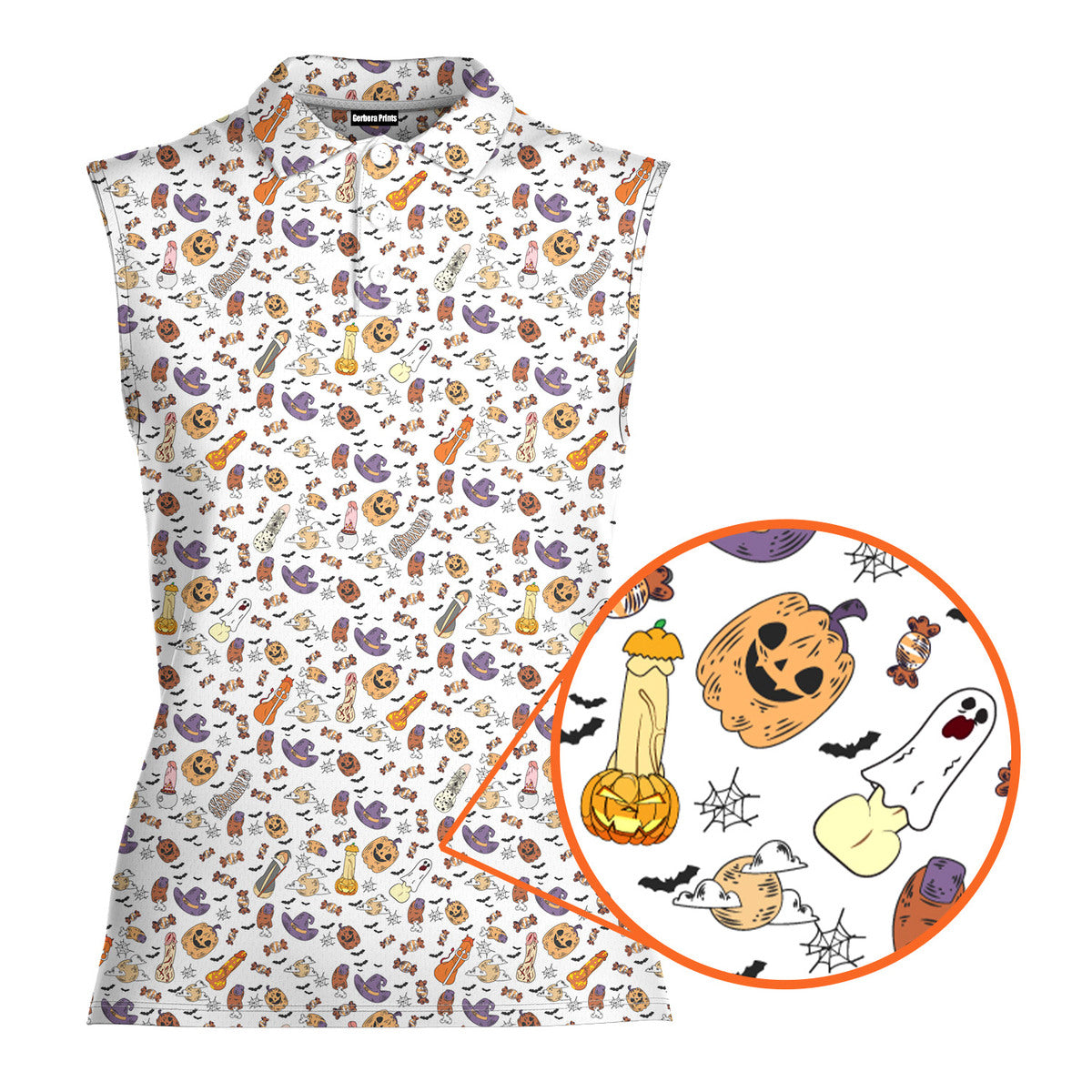 Trick or Meat Halloween Surprise-Women Sleeveless Polo Shirt-Gerbera Prints