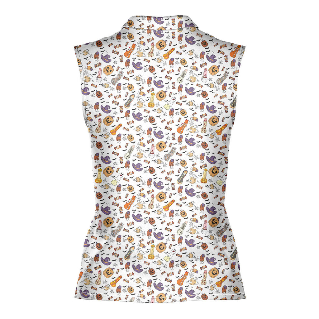 Trick or Meat Halloween Surprise-Women Sleeveless Polo Shirt-Gerbera Prints