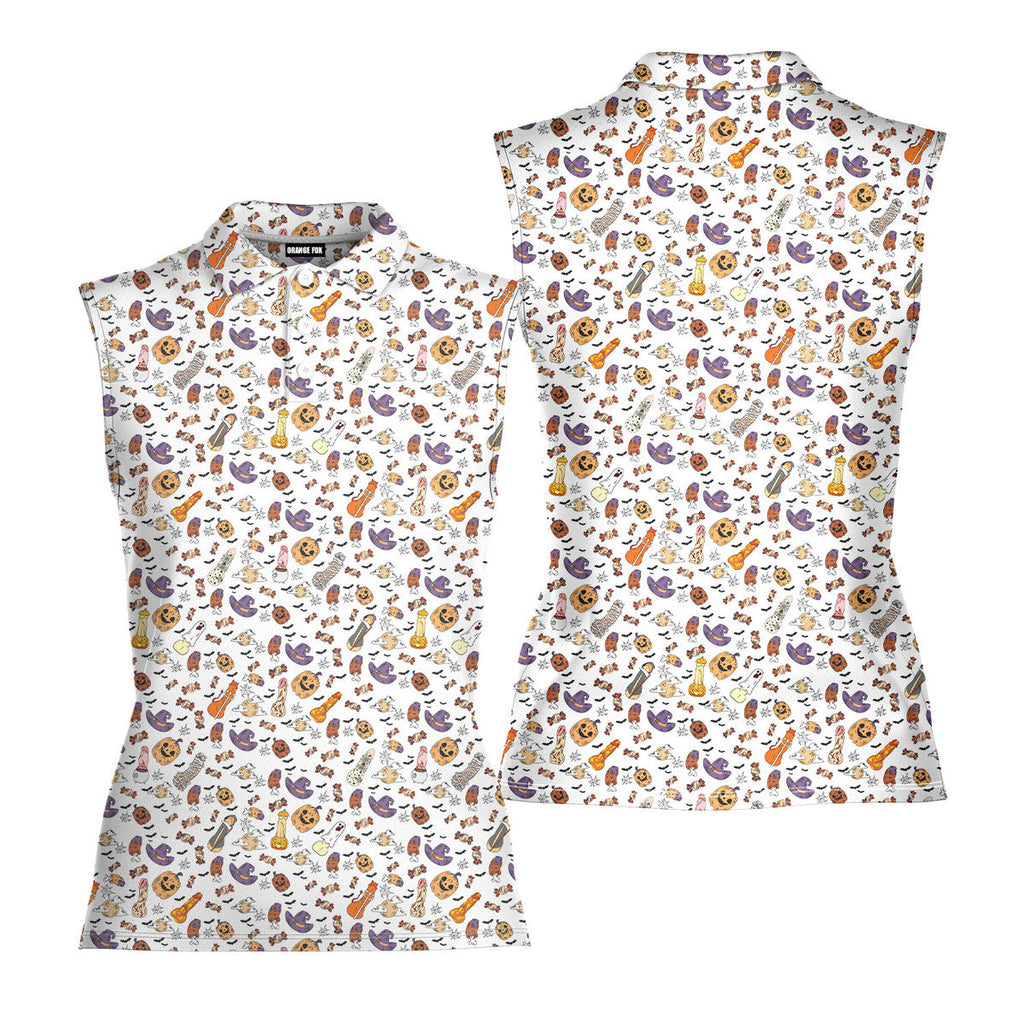 Trick or Meat Halloween Surprise-Women Sleeveless Polo Shirt-Gerbera Prints