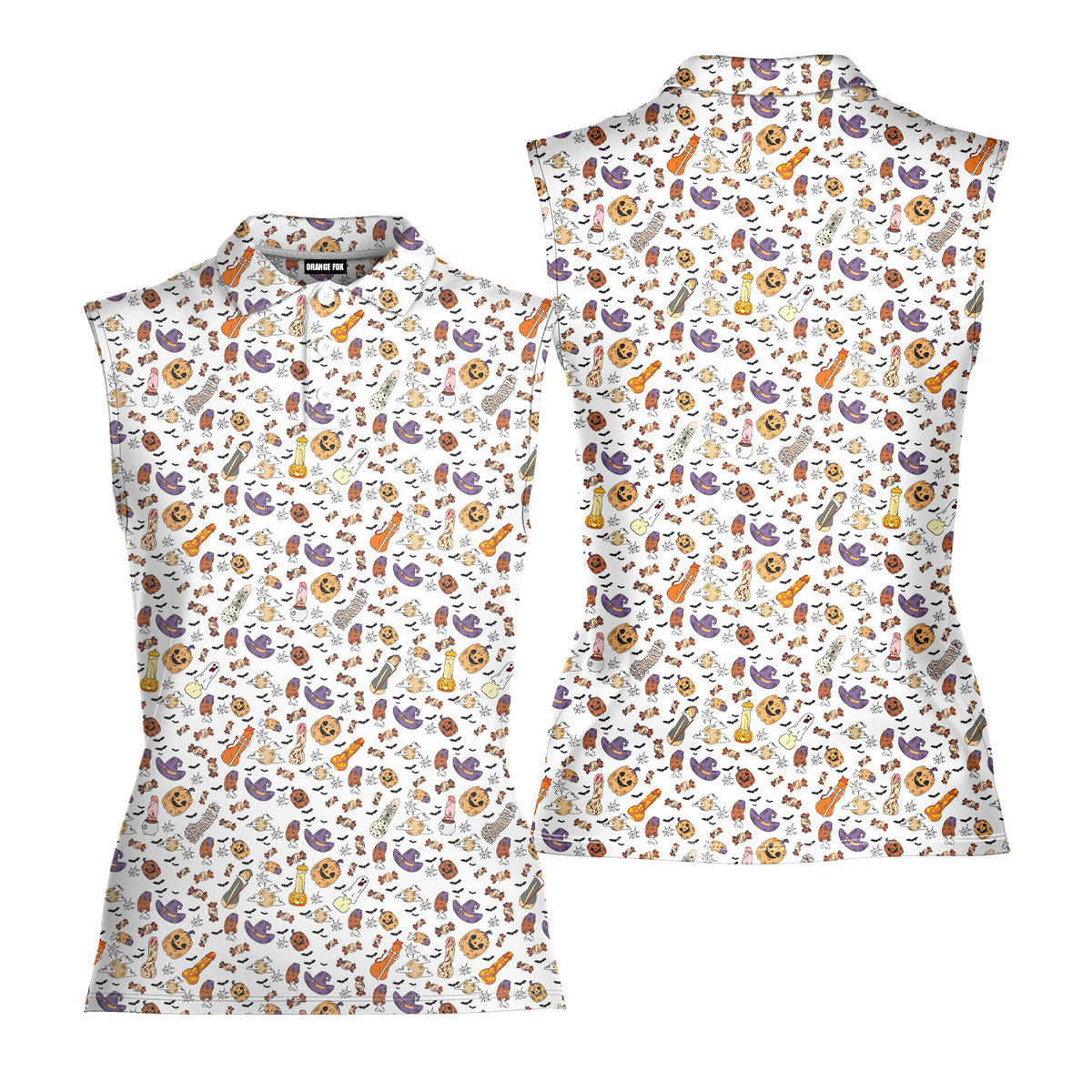 Trick or Meat Halloween Surprise-Women Sleeveless Polo Shirt-Gerbera Prints