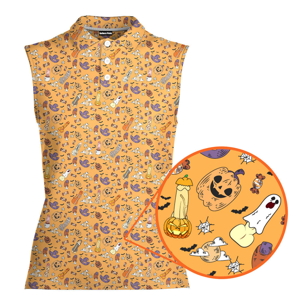 Trick or Meat Halloween Surprise-Women Sleeveless Polo Shirt-Gerbera Prints
