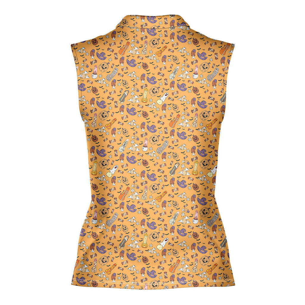 Trick or Meat Halloween Surprise-Women Sleeveless Polo Shirt-Gerbera Prints