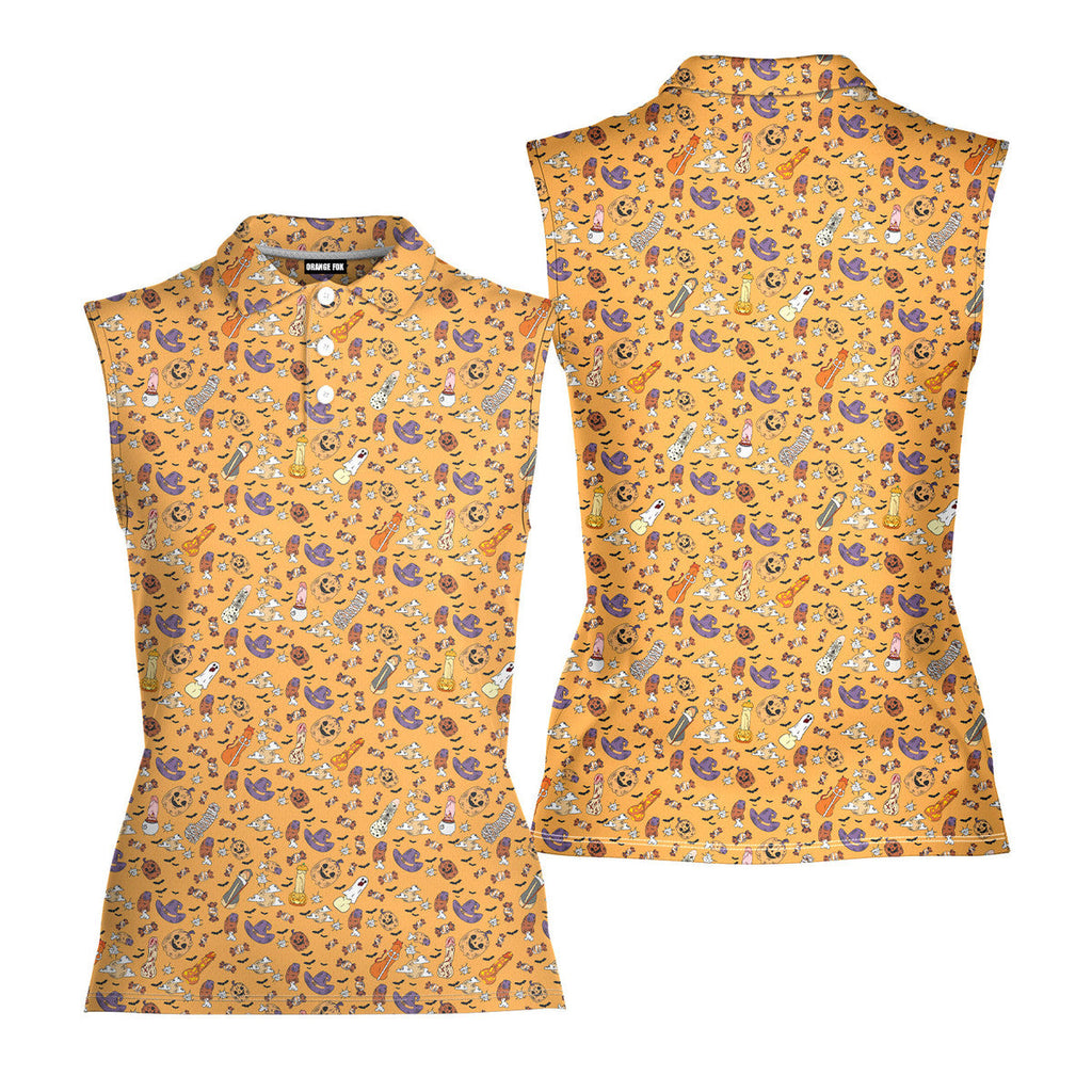 Trick or Meat Halloween Surprise-Women Sleeveless Polo Shirt-Gerbera Prints