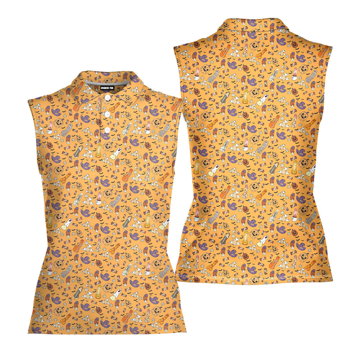 Trick or Meat Halloween Surprise-Women Sleeveless Polo Shirt-Gerbera Prints