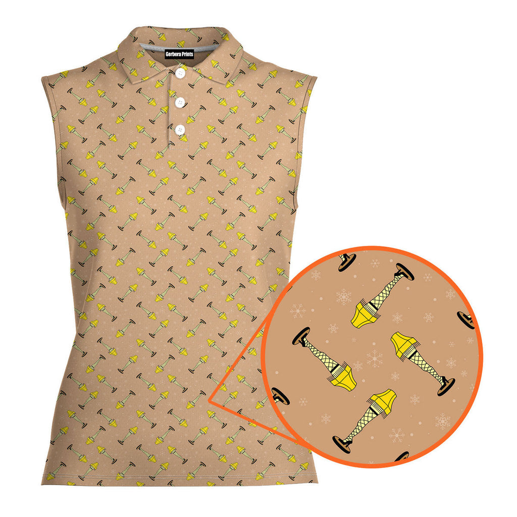 The Fragile Leg Lamp A Christmas Story Family-Women Sleeveless Polo Shirt-Gerbera Prints