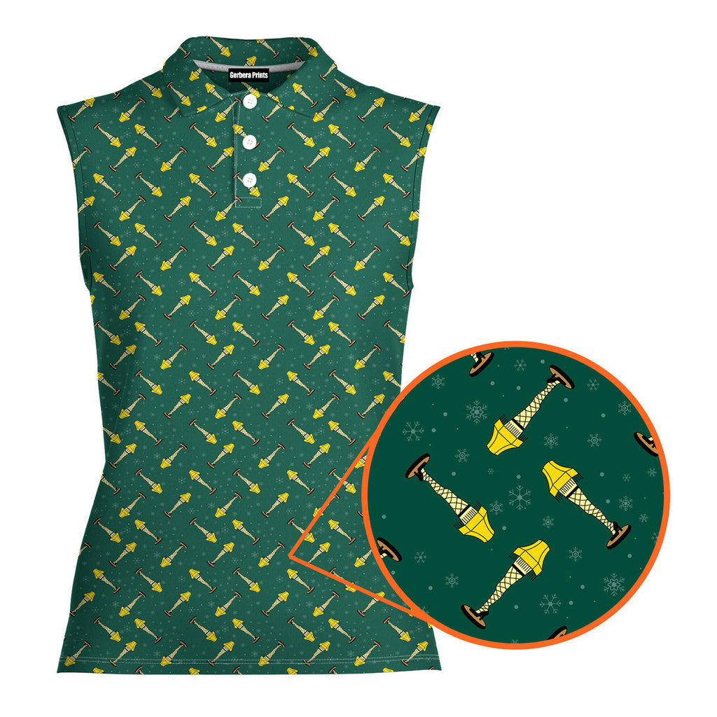 The Fragile Leg Lamp A Christmas Story Family-Women Sleeveless Polo Shirt-Gerbera Prints
