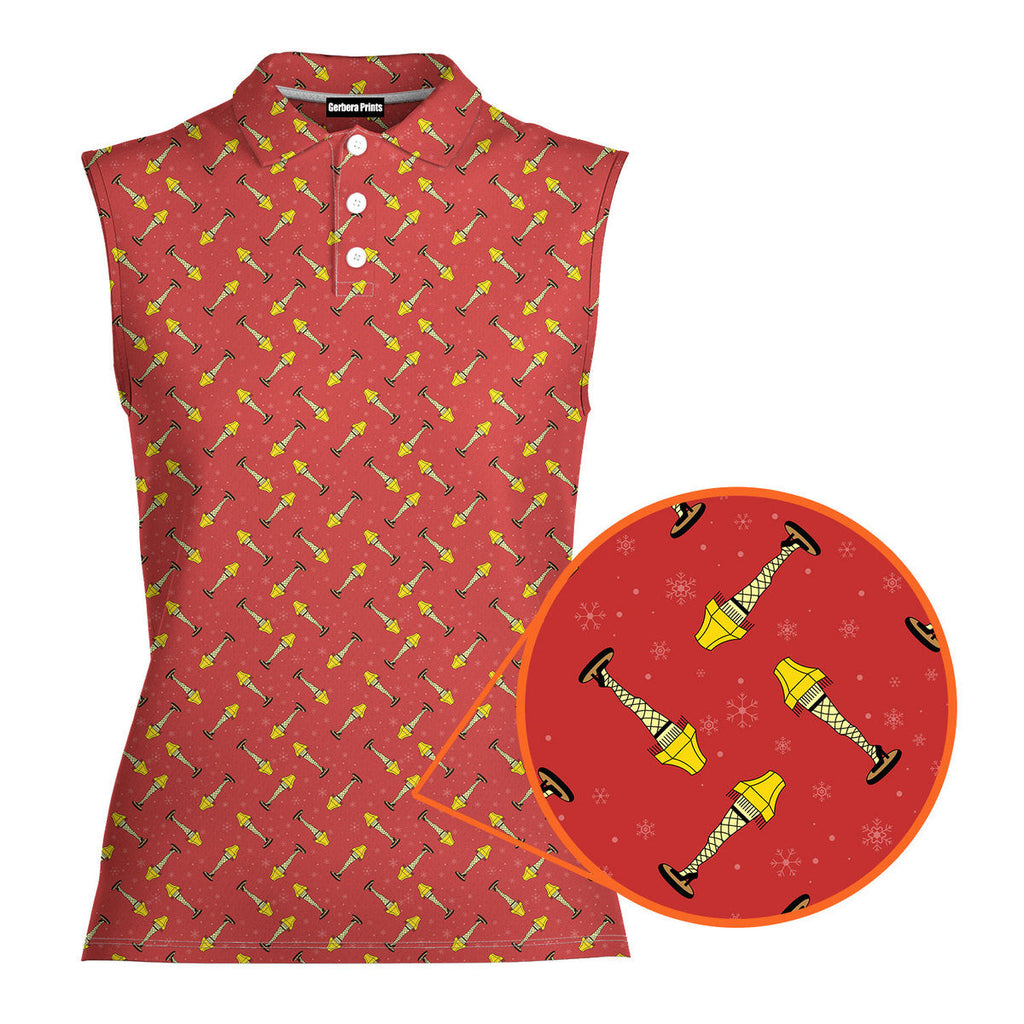 The Fragile Leg Lamp A Christmas Story Family-Women Sleeveless Polo Shirt-Gerbera Prints