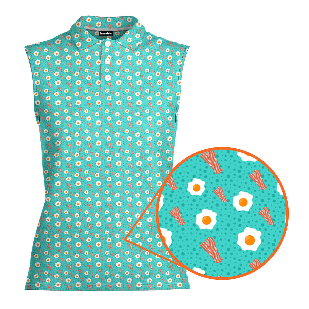 Breakfast Balls-Women Sleeveless Polo Shirt-Gerbera Prints