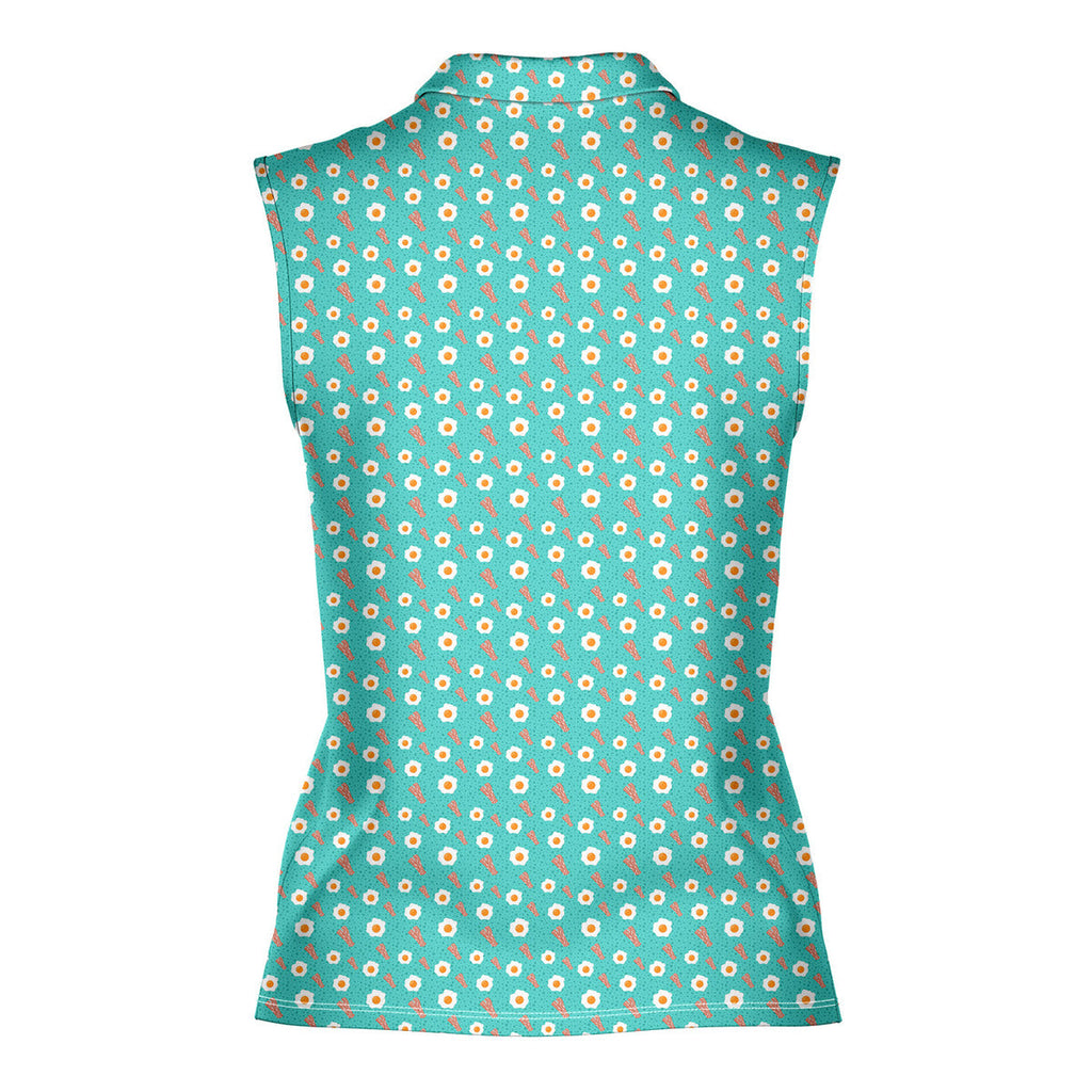 Breakfast Balls-Women Sleeveless Polo Shirt-Gerbera Prints