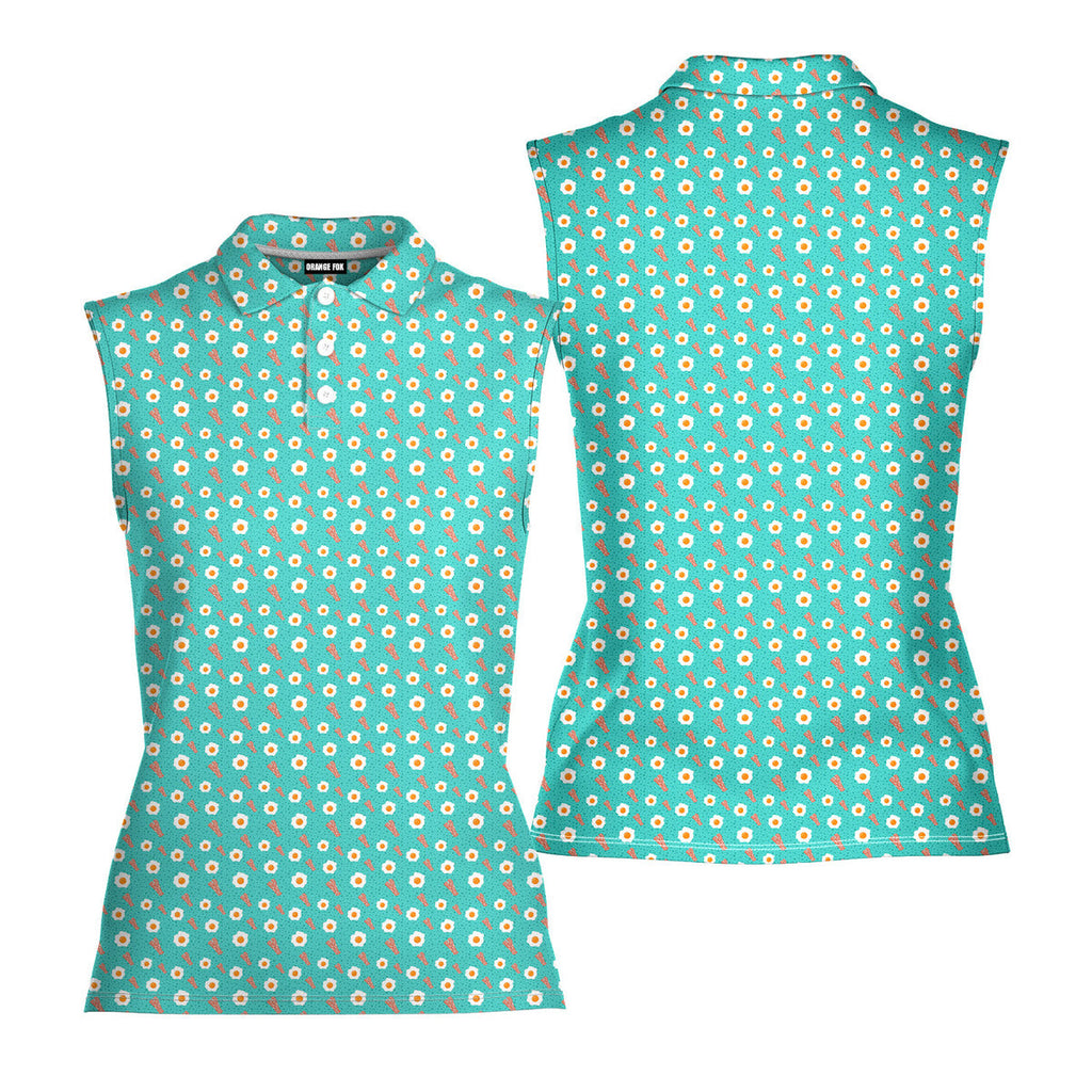 Breakfast Balls-Women Sleeveless Polo Shirt-Gerbera Prints