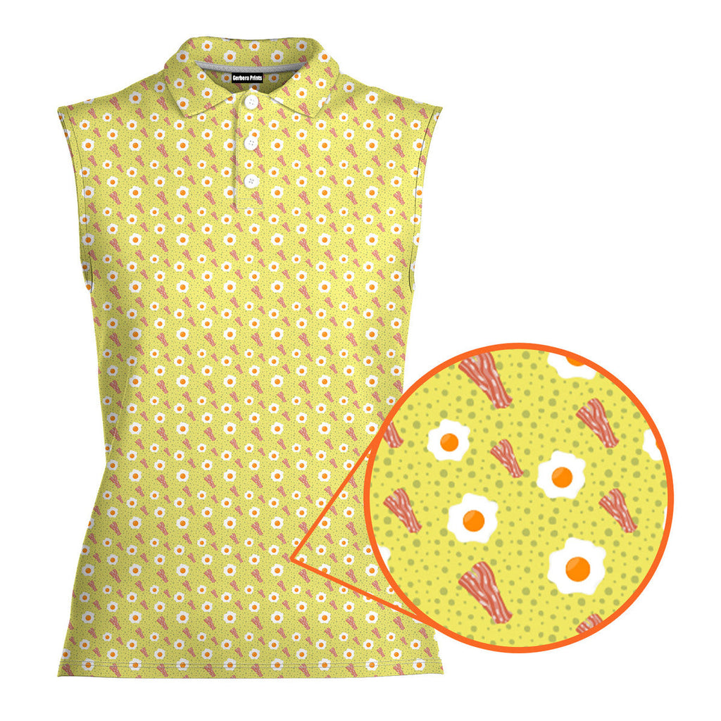 Breakfast Balls-Women Sleeveless Polo Shirt-Gerbera Prints