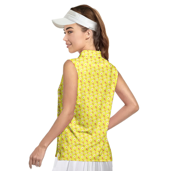 Breakfast Balls - Ladies Sleeveless Golf Polo Shirt