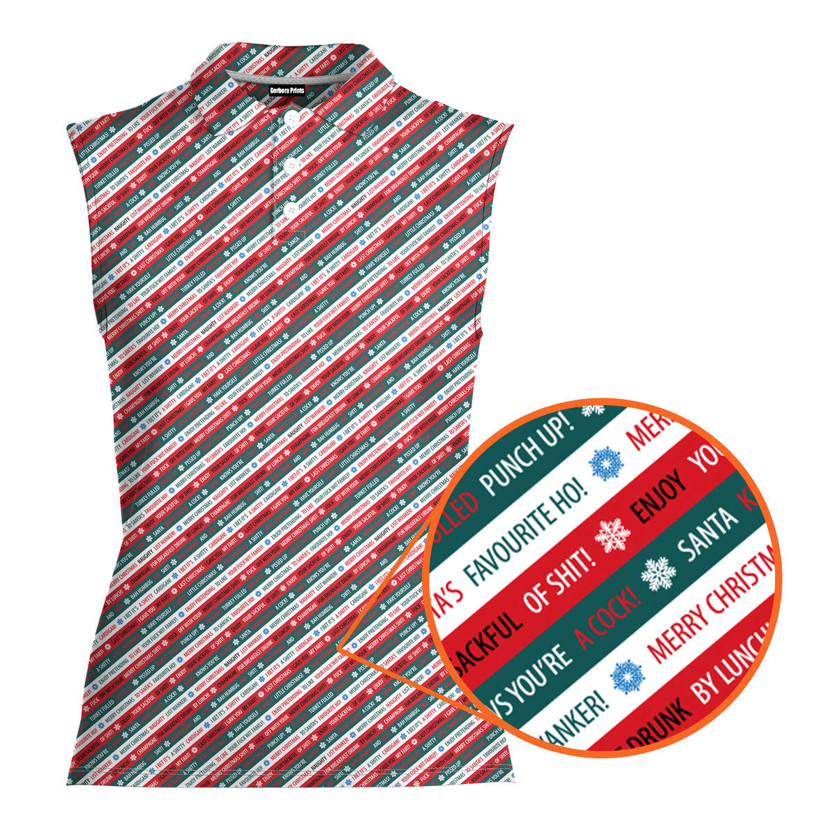 Christmas Xmas Funny Rude Joke-Women Sleeveless Polo Shirt-Gerbera Prints