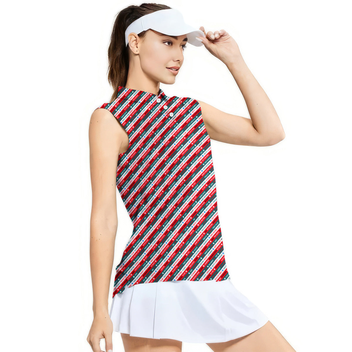 Christmas Xmas Funny Rude Joke-Women Sleeveless Polo Shirt-Gerbera Prints