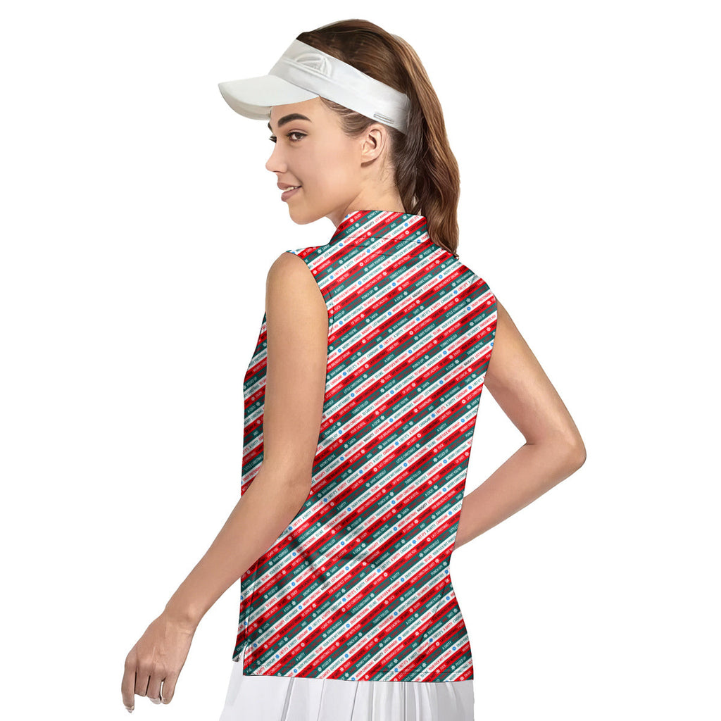 Christmas Xmas Funny Rude Joke-Women Sleeveless Polo Shirt-Gerbera Prints