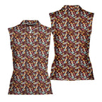 Lucky Skull Aloha-Women Sleeveless Polo Shirt-Gerbera Prints