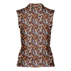 Lucky Skull Aloha-Women Sleeveless Polo Shirt-Gerbera Prints