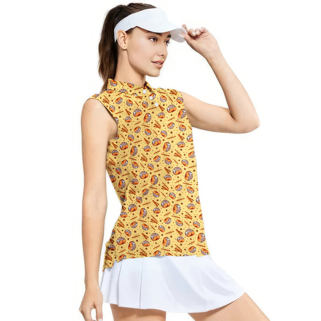 Buns-Women Sleeveless Polo Shirt-Gerbera Prints