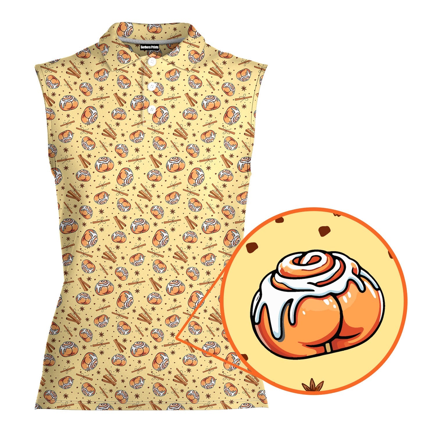 Buns-Women Sleeveless Polo Shirt-Gerbera Prints